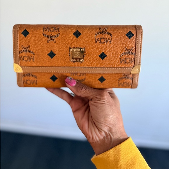 MCM Handbags - MCM Cognac Visetos Wallet